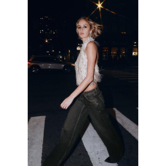 ZARA FAUX FUR HALTER TOP - Picture 5 of 10